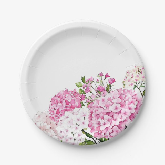 Plato De Papel Hortensia Rosa (Anverso)