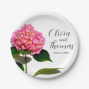 Plato De Papel Hortensia rosa flores rosas rosas