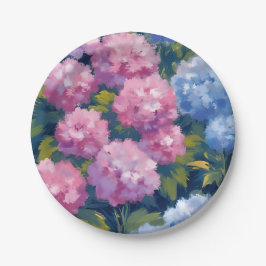 Plato De Papel Hortensias de Verano | Flores Costeras Rosadas y A