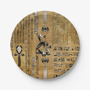 Plato De Papel Horus - Hor egipcio - Oro y Perla