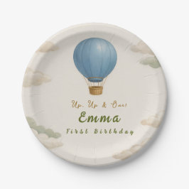 Plato De Papel Hot Air Balloon First Birthday Paper Plates 