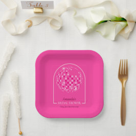 Plato De Papel Hot Pink Disco Boogie Bridal Shower