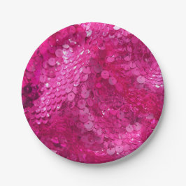 Plato De Papel Hot Pink Sequin