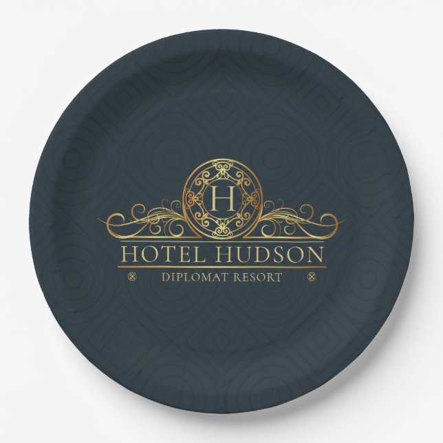 Plato De Papel Hotel de lujo Branding Monogrammed (Anverso)