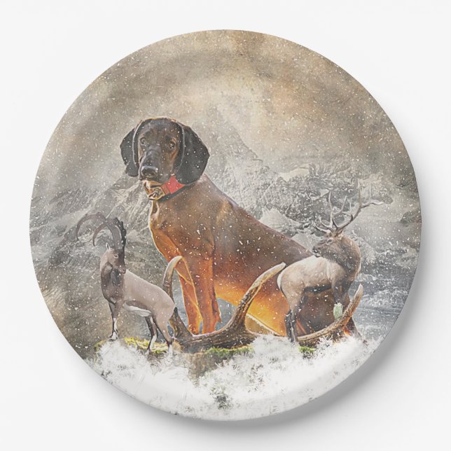 Plato De Papel Hound Bavarian Mountain, Arte (Anverso)
