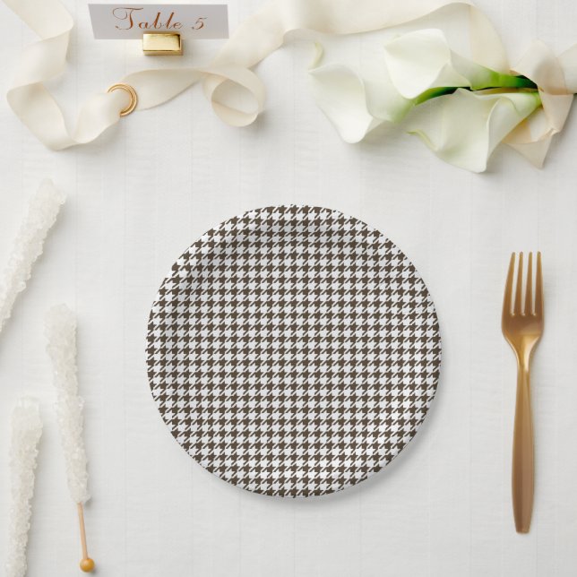 Plato De Papel Houndstoth Brown Combination de Shirley Taylor (Boda)