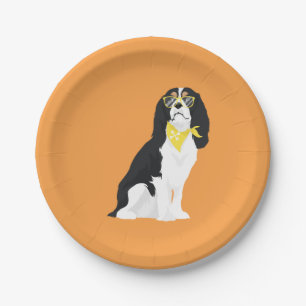 Plato De Papel Houston el perro arrogante tricolor del perro de
