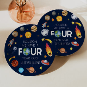 Plato De Papel Houston Tenemos Un Fiesta De Cumpleaños De Cuatro