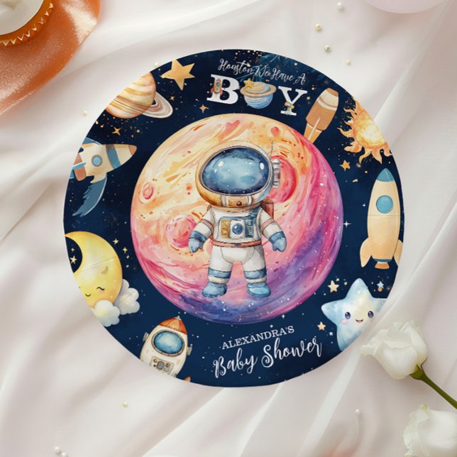 Plato De Papel Houston Tenemos Una Baby Shower De Boy Space (Subido por el creador)