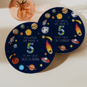 Plato De Papel Houston Tenemos Una Fiesta De Cumpleaños De 5 Años