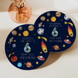 Plato De Papel Houston Tenemos Una Fiesta De Cumpleaños De 6 Años