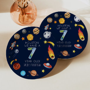 Plato De Papel Houston tenemos una fiesta de cumpleaños de 7 años