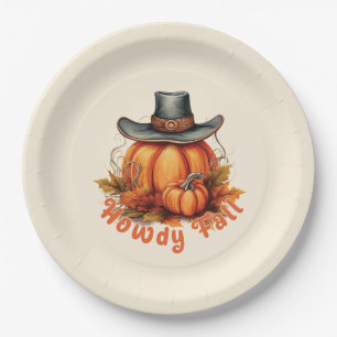 Plato De Papel Howdy Fall - Rústicos Vibes otoñales