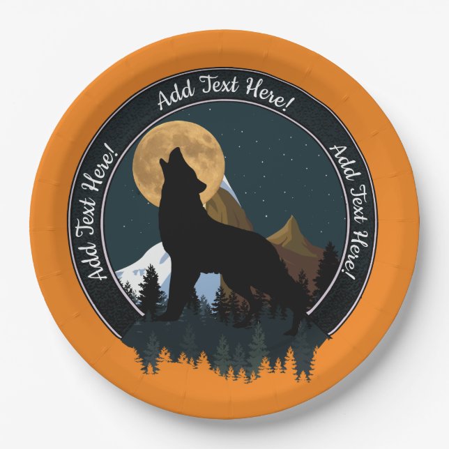 Plato De Papel Howling Wolf Full Moon (Anverso)