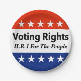 Plato De Papel HR1 Ley de derechos de voto para el pueblo