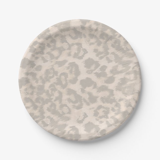 Plato De Papel Huella de leopardo beige. (Anverso)