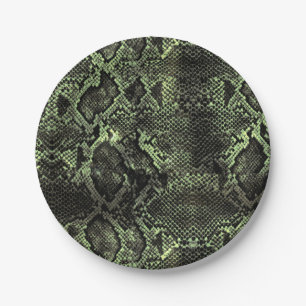 Plato De Papel Huella de serpiente verde
