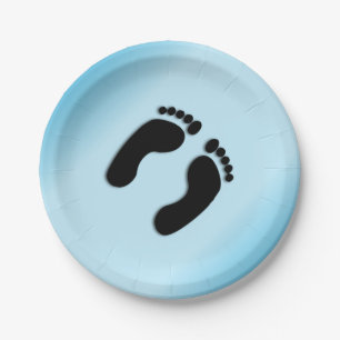 Plato De Papel Huellas Azules