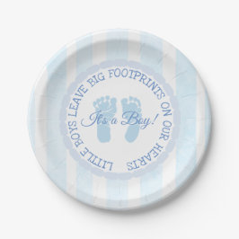 Plato De Papel Huellas Azules Chicas Placas de papel Baby Shower