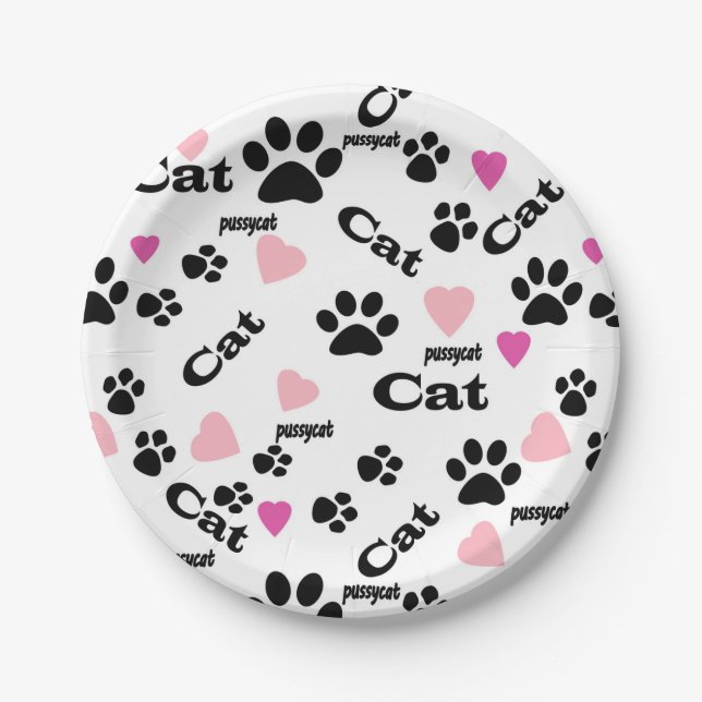 Plato De Papel Huellas de gato (Anverso)