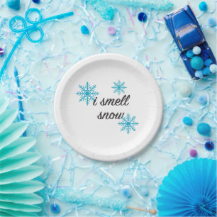 Plato De Papel Huelo Nieve Nieve Flake Motif
