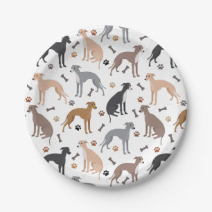 Plato De Papel Huesos de perro y patas de Greyhound italianos