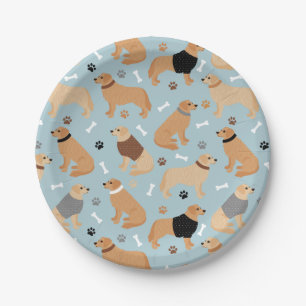 Plato De Papel Huesos y patas de Golden Retriever