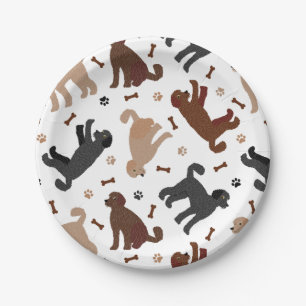 Plato De Papel Huesos y patas de labradoodle