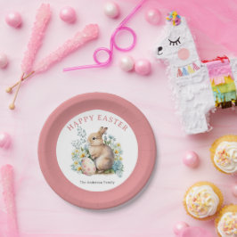 Plato De Papel Huevo conejo y floral