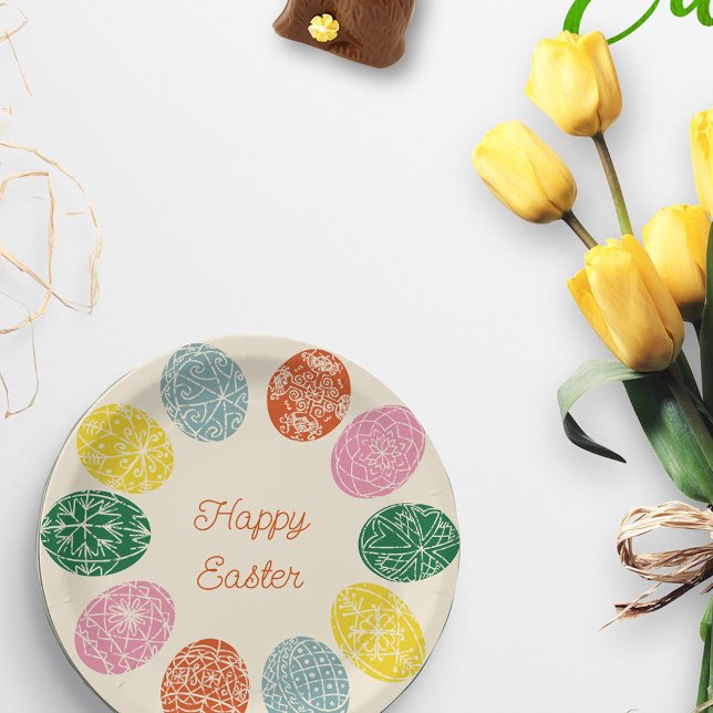 Plato De Papel Huevos con decoración Pysanky ucraniana felices en (Subido por el creador)