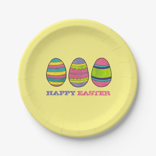 Plato De Papel Huevos de caza de huevos pintados en la cesta de P (Anverso)