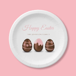 Plato De Papel Huevos de chocolate elegantes Feliz Pascua