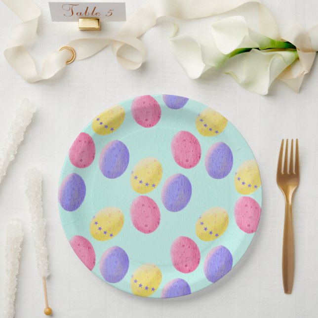 Plato De Papel Huevos de color de Pascua (Boda)