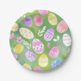 Plato De Papel Huevos de Pascua | Caza de Huevos de Acuarela Past