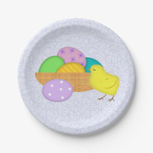 Plato De Papel Huevos De Pascua Y Placas De Papel De Pollo