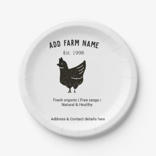 Plato De Papel Huevos de pollo de granja añaden nombre año de dir