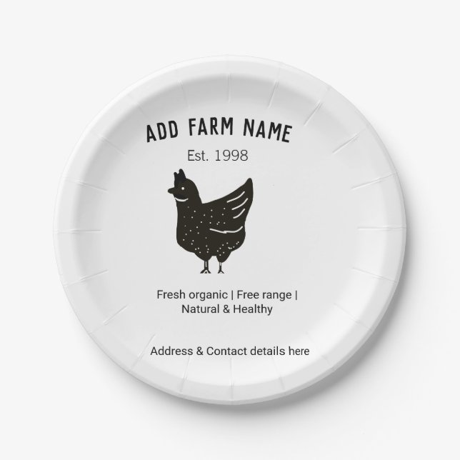 Plato De Papel Huevos de pollo de granja añaden nombre año de dir (Anverso)