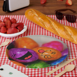 Plato De Papel Huevos divertidos de Pascua