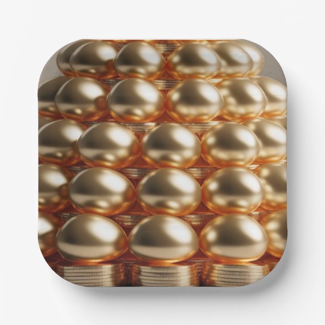 Plato De Papel Huevos dorados y buena suerte (Anverso)