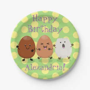 Plato De Papel Huevos kawaii lindo ilustracion personalizado dive