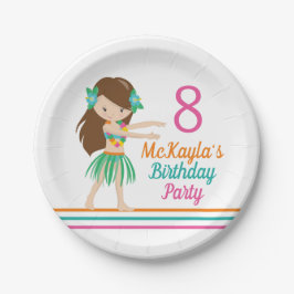 Plato De Papel Hula Chica Cute Personalizado Luau