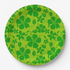 PLATO DE PAPEL HULA HAWAIANA (HIBISCO) LIMÓN LIMA