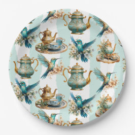 Plato De Papel Hummingbird Birthday Tea Fiesta