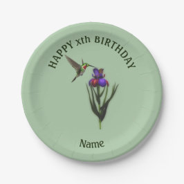 Plato De Papel Hummingbird Feliz Cumpleaños Personalizado