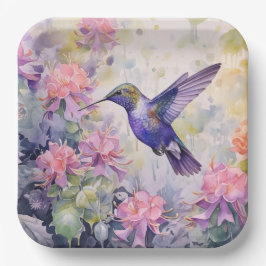 Plato De Papel Hummingbird Garden