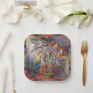 Plato De Papel Hummingbird Placas de papel suaves