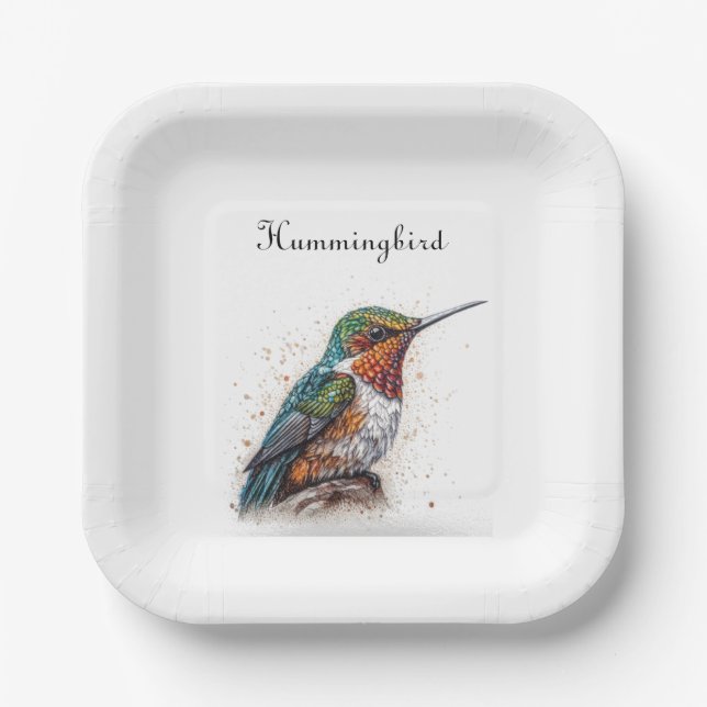 Plato De Papel Hummingbird Serenade, personalizado (Anverso)