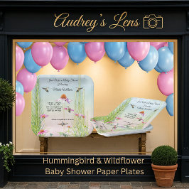 Plato De Papel Hummingbird & Wildflower Baby Shower