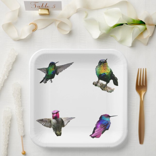 Plato De Papel Hummingbirds Fondo (Boda)