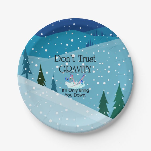 Plato De Papel Humor de esquí superior (Anverso)